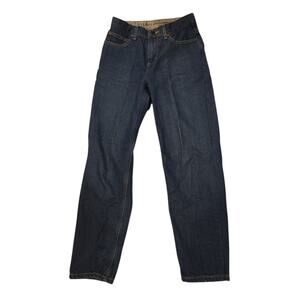 LL Bean Plaid Fleece Lined Jeans Boys Size 14 26In x 27in Adjustable Waist